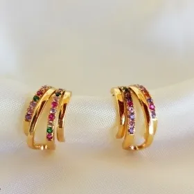 BRINCO ARGOLA FILEIRAS ZIRCONIA COLOR