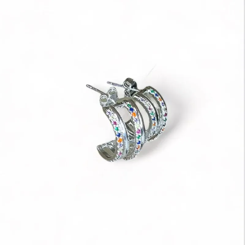 BRINCO ARGOLA FILEIRAS ZIRCONIA COLOR
