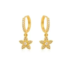 BRINCO ARGOLA FLOR ZIRCONIA CRISTAL