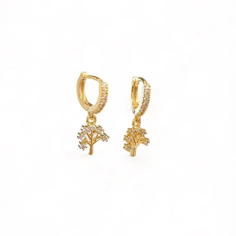 BRINCO ARGOLA PINGENTE ARVORE ZIRCONIA CRISTAL