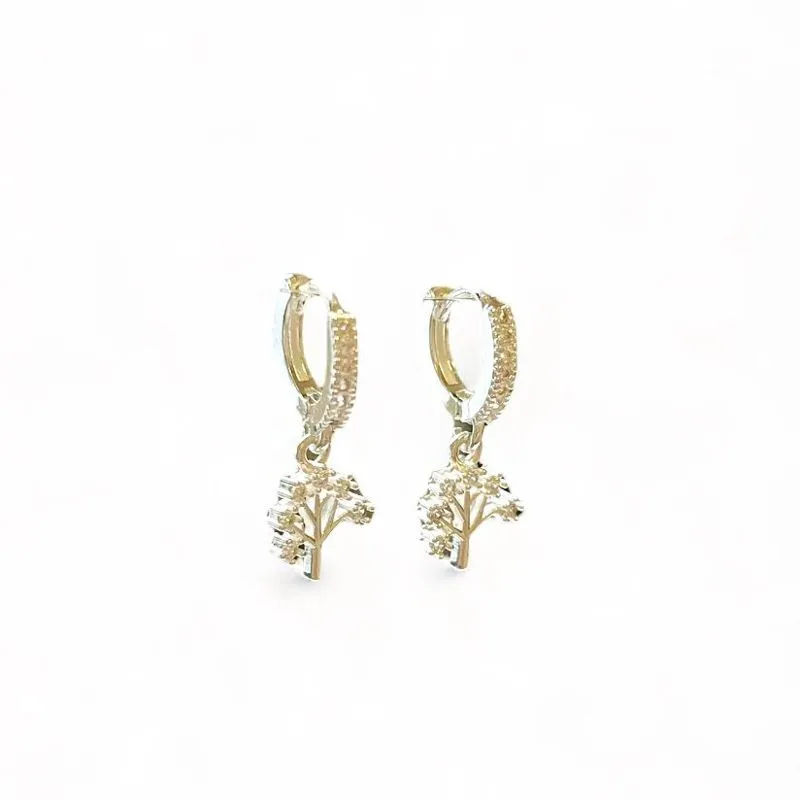 BRINCO ARGOLA PINGENTE ARVORE ZIRCONIA CRISTAL