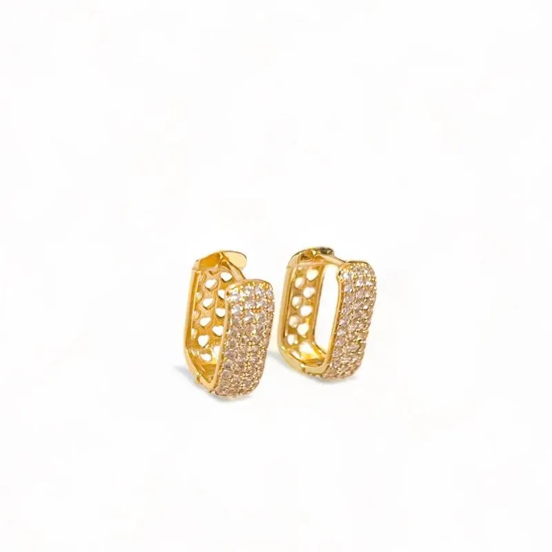 BRINCO ARGOLA QUADRADA ZIRCONIA CRISTAL