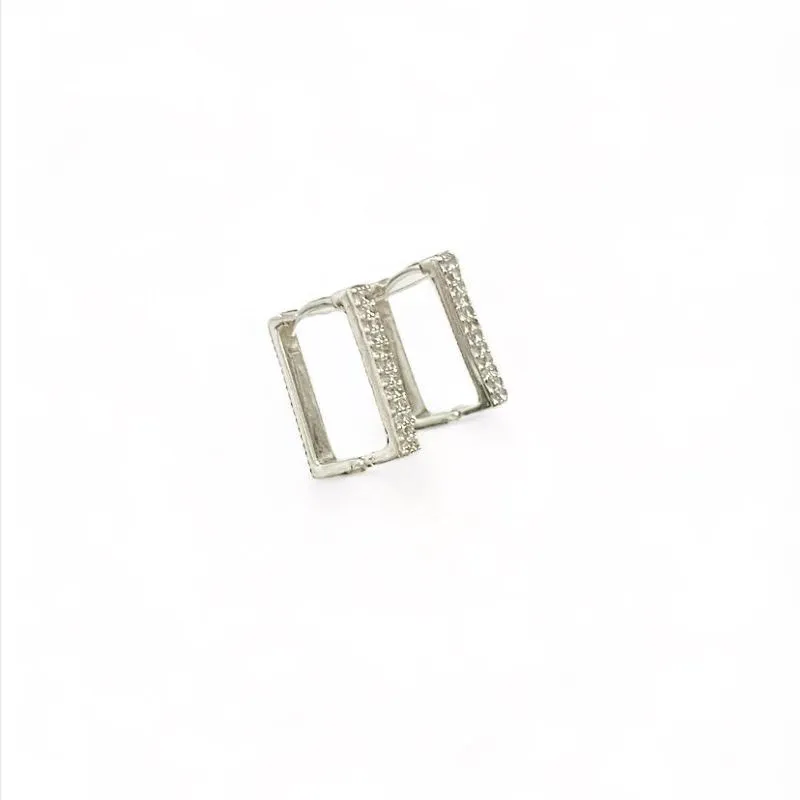 BRINCO ARGOLA QUADRADA ZIRCONIA CRISTAL