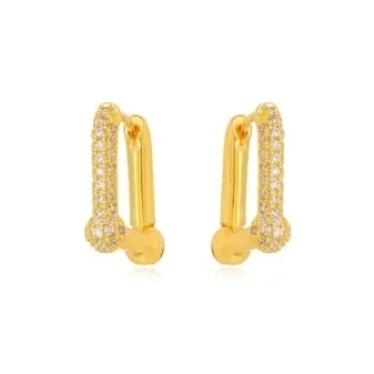 BRINCO ARGOLA QUADRADA ZIRCONIA CRISTAL