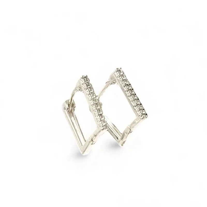 BRINCO ARGOLA QUADRADA ZIRCONIA CRISTAL