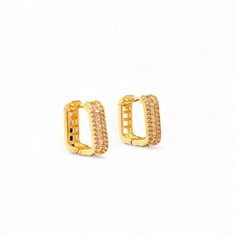 BRINCO ARGOLA QUADRADA ZIRCONIA CRISTAL