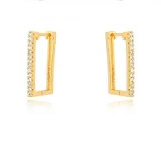 BRINCO ARGOLA QUADRADA ZIRCONIA CRISTAL P