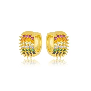 BRINCO ARGOLA SPIKES ZIRCONIA COLOR