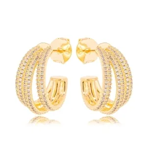 BRINCO ARGOLA TRIPLA ZIRCONIA CRISTAL