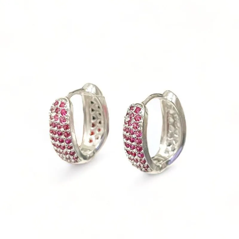 BRINCO ARGOLA ZIRCONIA TURMALINA ROSA