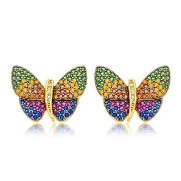 BRINCO BORBOLETA ZIRCONIA COLOR