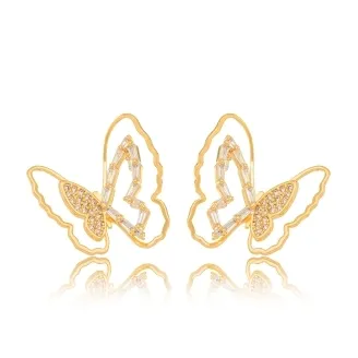 BRINCO BORBOLETA ZIRCONIA CRISTAL
