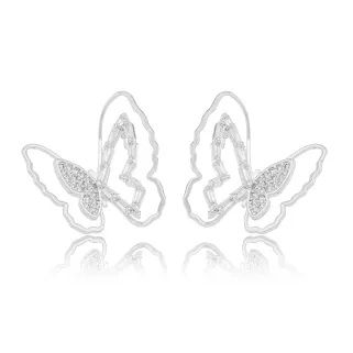 BRINCO BORBOLETA ZIRCONIA CRISTAL