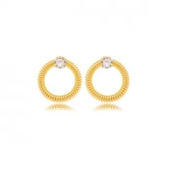 BRINCO CIRCULO TORCIDO ZIRCONIA CRISTAL