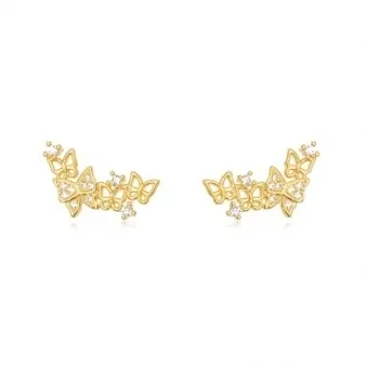 BRINCO EAR CUFF BORBOLETAS ZIRCONIA CRISTAL