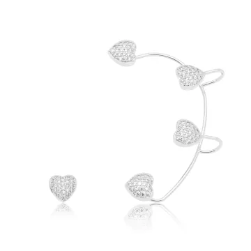 BRINCO EAR CUFF CORACAO ZIRCONIA CRISTAL