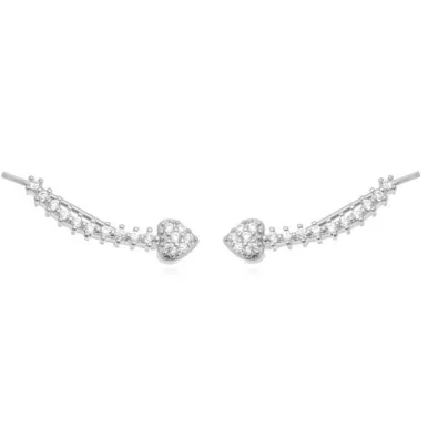 BRINCO EAR CUFF CORACAO ZIRCONIA CRISTAL