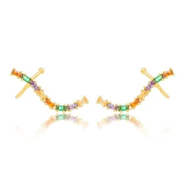 BRINCO EAR CUFF CRISTAIS COLOR