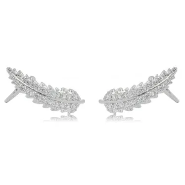 BRINCO EAR CUFF FOLHA ZIRCONIA CRISTAL
