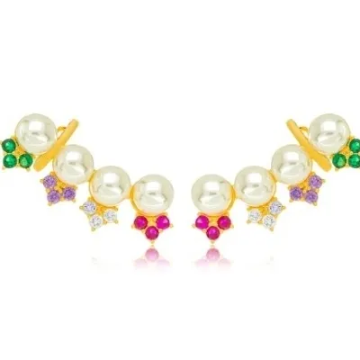 BRINCO EAR CUFF PEROLA ZIRCONIA COLOR