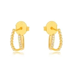 BRINCO EAR HOOK FILEIRA BOLINHA LISA ZIRCONIA CRISTAL