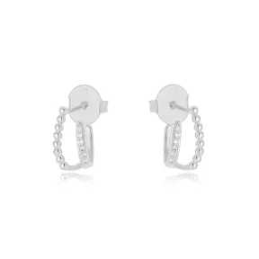 BRINCO EAR HOOK FILEIRA BOLINHA LISA ZIRCONIA CRISTAL