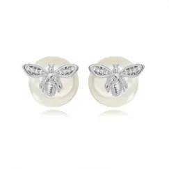 BRINCO EAR JACKET ABELHA ZIRCONIA PEROLA