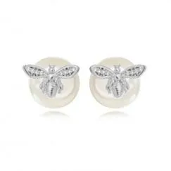 BRINCO EAR JACKET ABELHA ZIRCONIA PEROLA