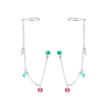 BRINCO EAR LINE CRISTAIS COLOR