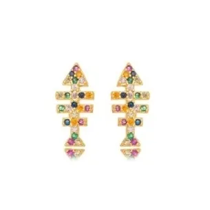 BRINCO ESPINHA DE PEIXE ZIRCONIA COLOR
