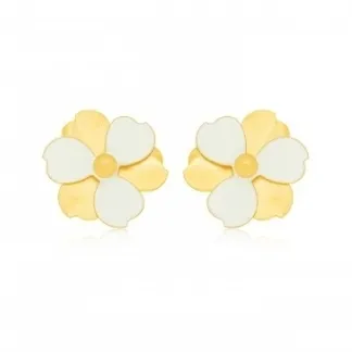 BRINCO FLOR ESMALTADA BRANCA