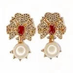 BRINCO FLOR RUBI ZIRCONIA CRISTAL PEROLA