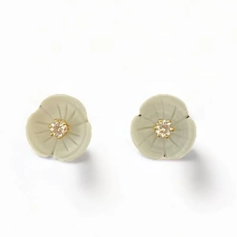 BRINCO FLOR ZIRCONIA CRISTAL MADREPEROLA G