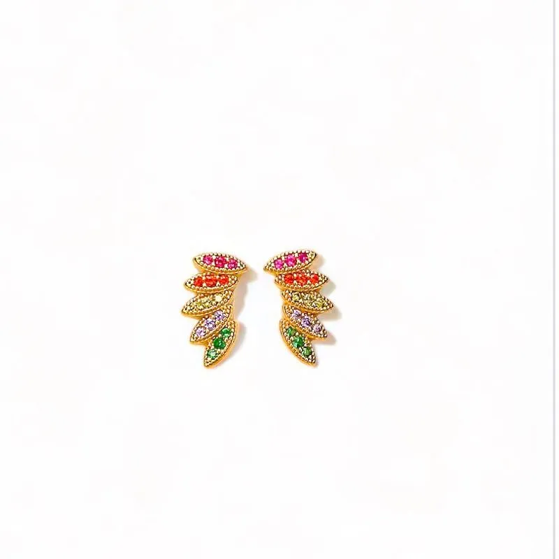 BRINCO FOLHAS ZIRCONIA COLOR