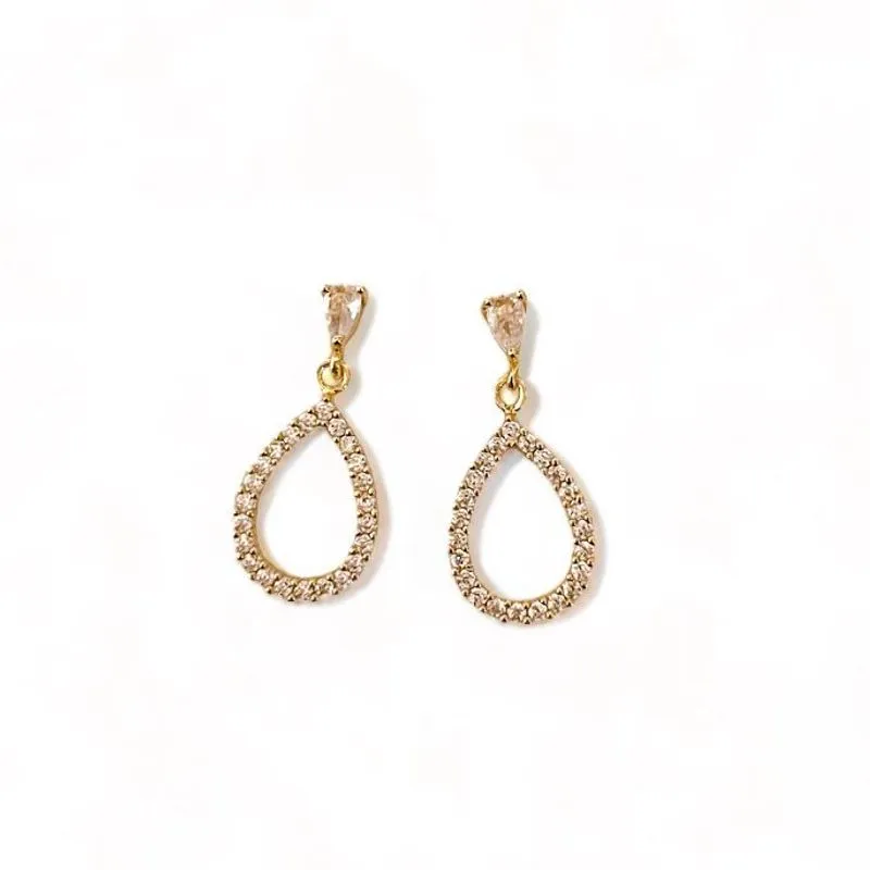 BRINCO GOTA VAZADA ZIRCONIA CRISTAL