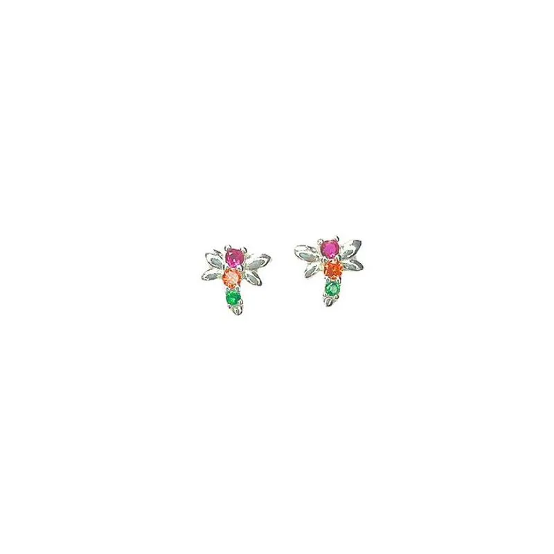BRINCO INFANTIL LIBELULA ZIRCONIA COLOR