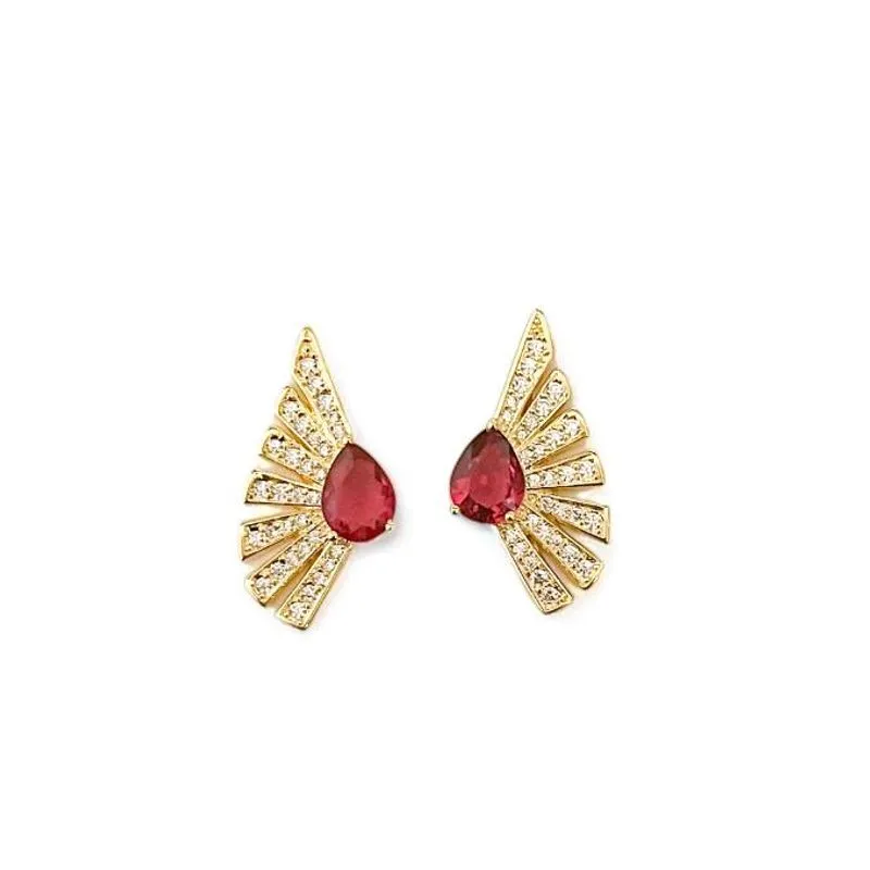 BRINCO LEQUE RUBI ZIRCONIA CRISTAL