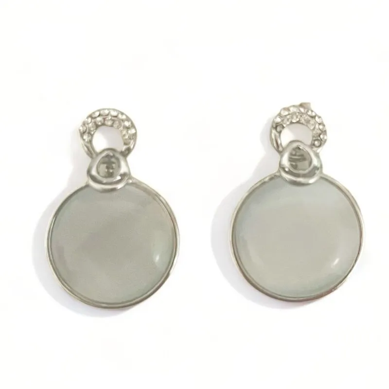 BRINCO PENDENTE CIRCULO OLHO DE GATO ZIRCONIA CRISTAL