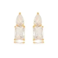 BRINCO RETANGULAR GOTA CRISTAL