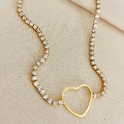 COLAR CHOKER RIVIERA PINGENTE CORACAO VAZADO