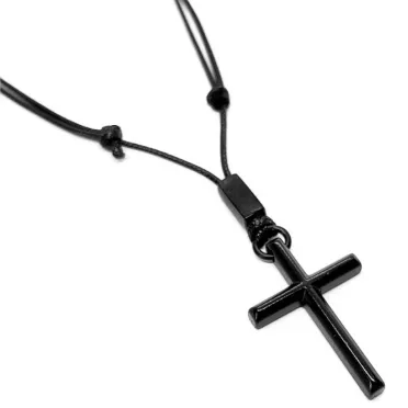 COLAR CORDAO MASCULINO CRUZ PRETA