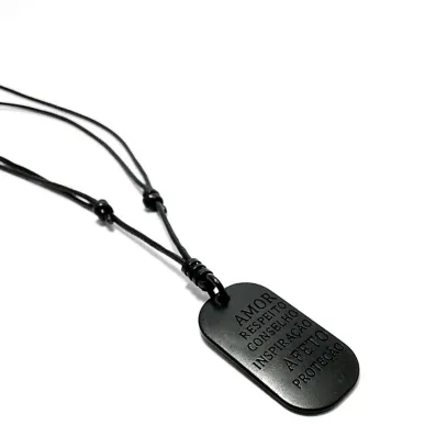 COLAR CORDAO MASCULINO PLACA PAI PRETO