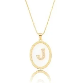 COLAR LETRA J ZIRCONIA MADREPEROLA