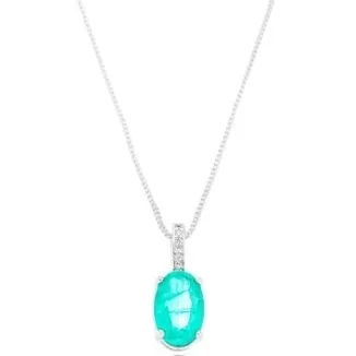 COLAR OVAL ZIRCONIA CRISTAL TURMALINA