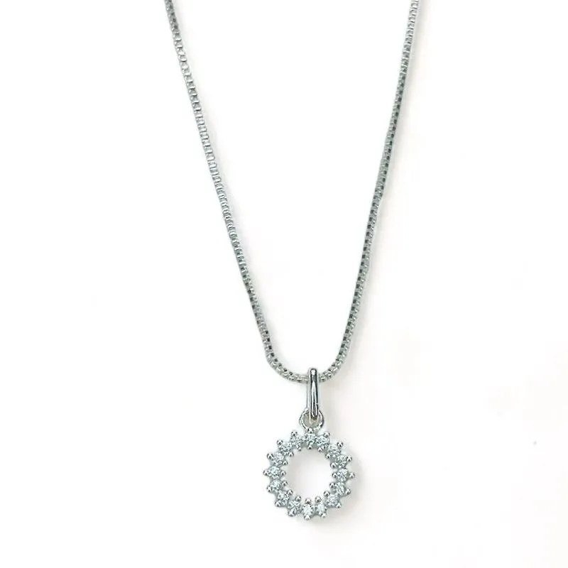 COLAR PINGENTE CIRCULO VAZADO ZIRCONIA CRISTAL