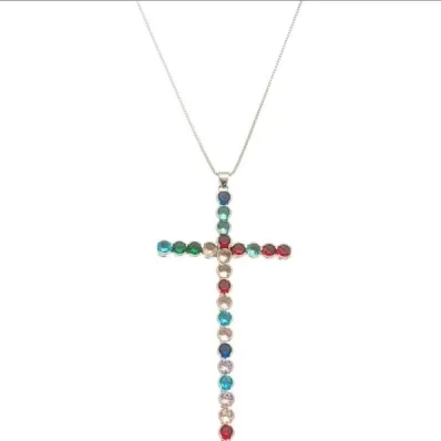 COLAR PINGENTE CRUZ ZIRCONIA CRISTAIS
