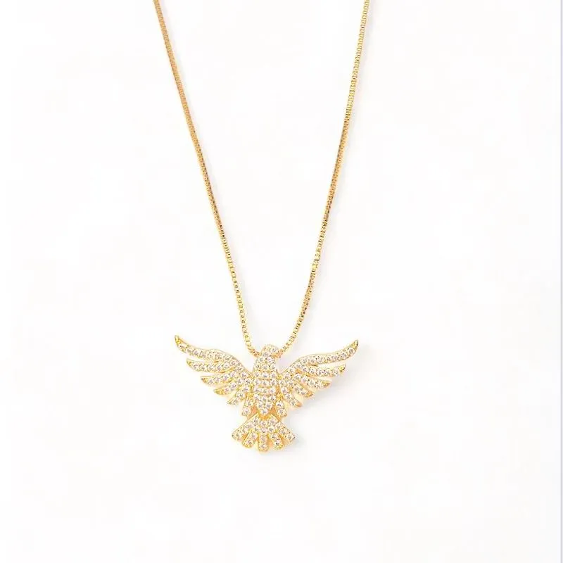 COLAR PINGENTE ESPIRITO SANTO ZIRCONIA CRISTAL