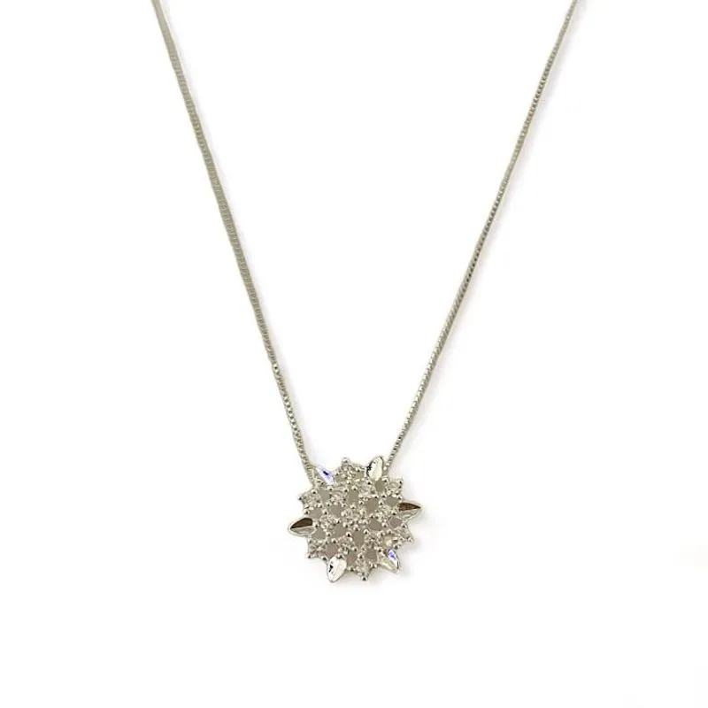 COLAR PINGENTE FLOR ZIRCONIA CRISTAL