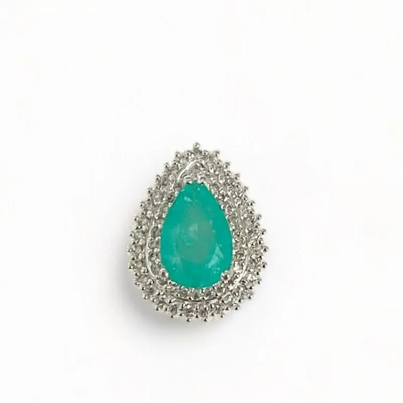 COLAR PINGENTE GOTA PEDRA TURMALINA ZIRCONIA CRISTAL