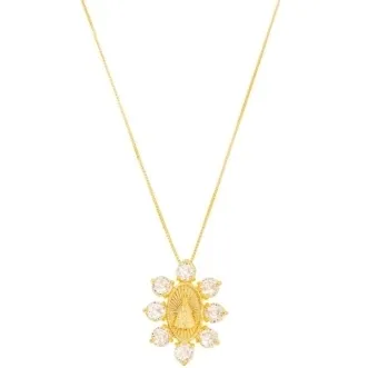 COLAR PINGENTE NOSSA SENHORA CRISTAIS BRANCO